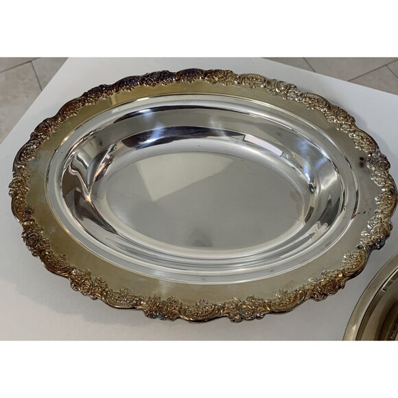 Wm. A Rogers Oneida Covered Double Vegetable Ornate Serving Dish Vintage '75 USA - Picture 3 of 6